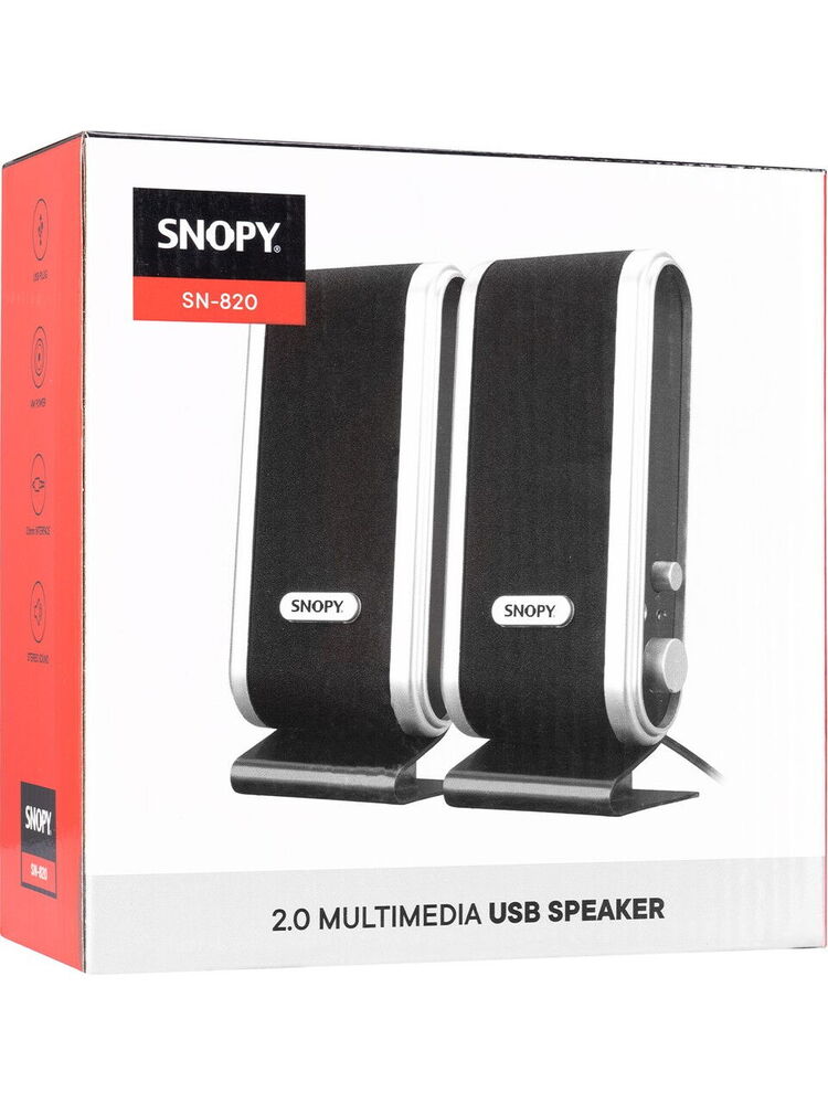 Snopy SN-820 2.0 Siyah Gümüş İnce Usb Speaker