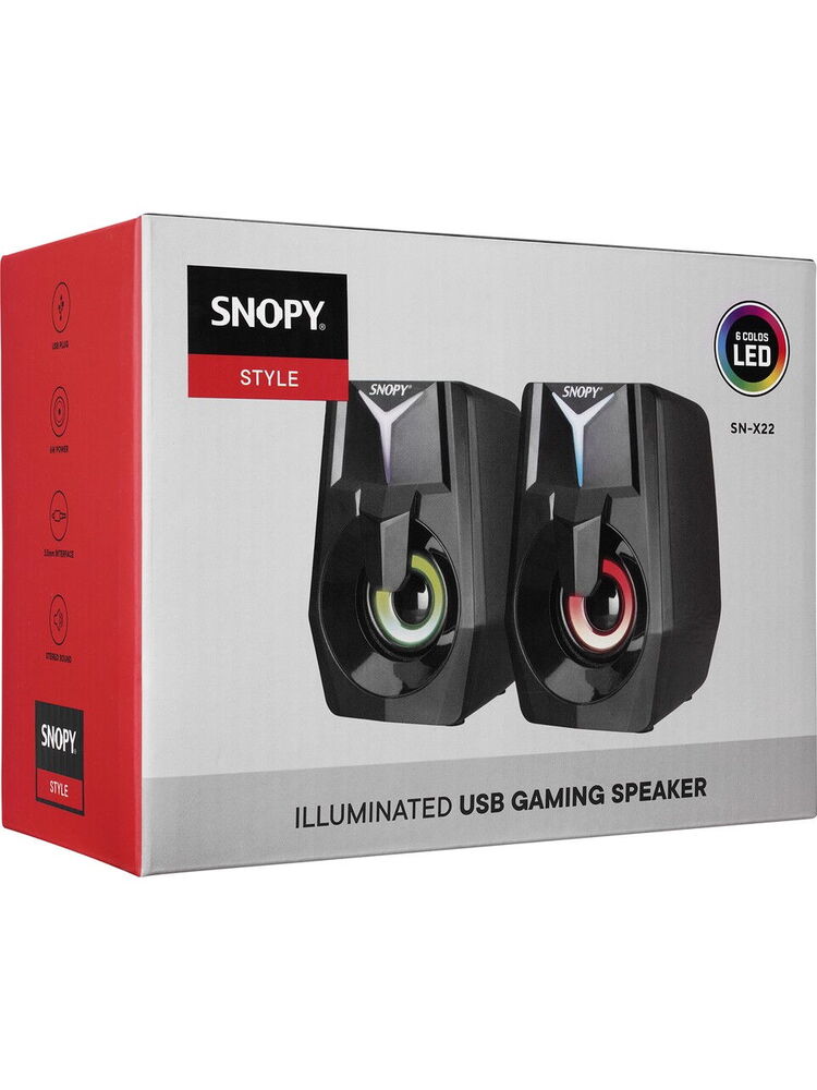 Snopy SN-X22 2.0 RGB Işıklı 3Wx2 Siyah Usb Speaker