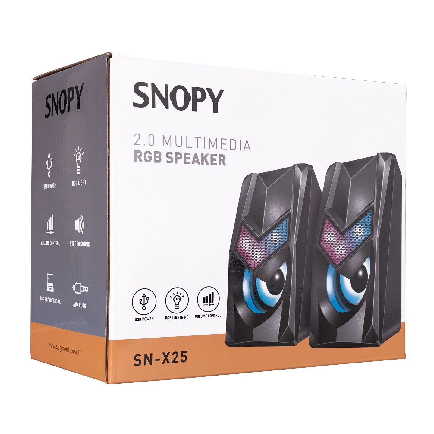 Snopy SN-X25 2.0 RGB Işıklı 3Wx2 Siyah Usb Speaker
