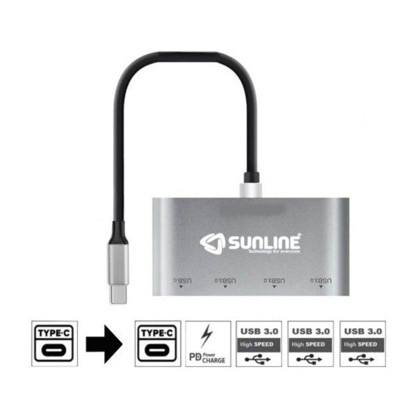 Sunline 170678 Type-C to Type-C + 3xUsb 3.0 Dönüşt