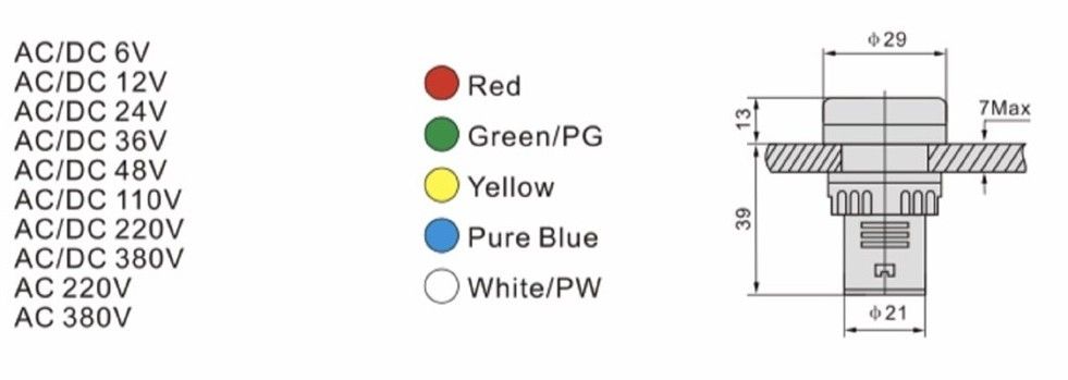 Swion AD22-22DS 22mm 220V Sinyal Lambası (Kırmızı)