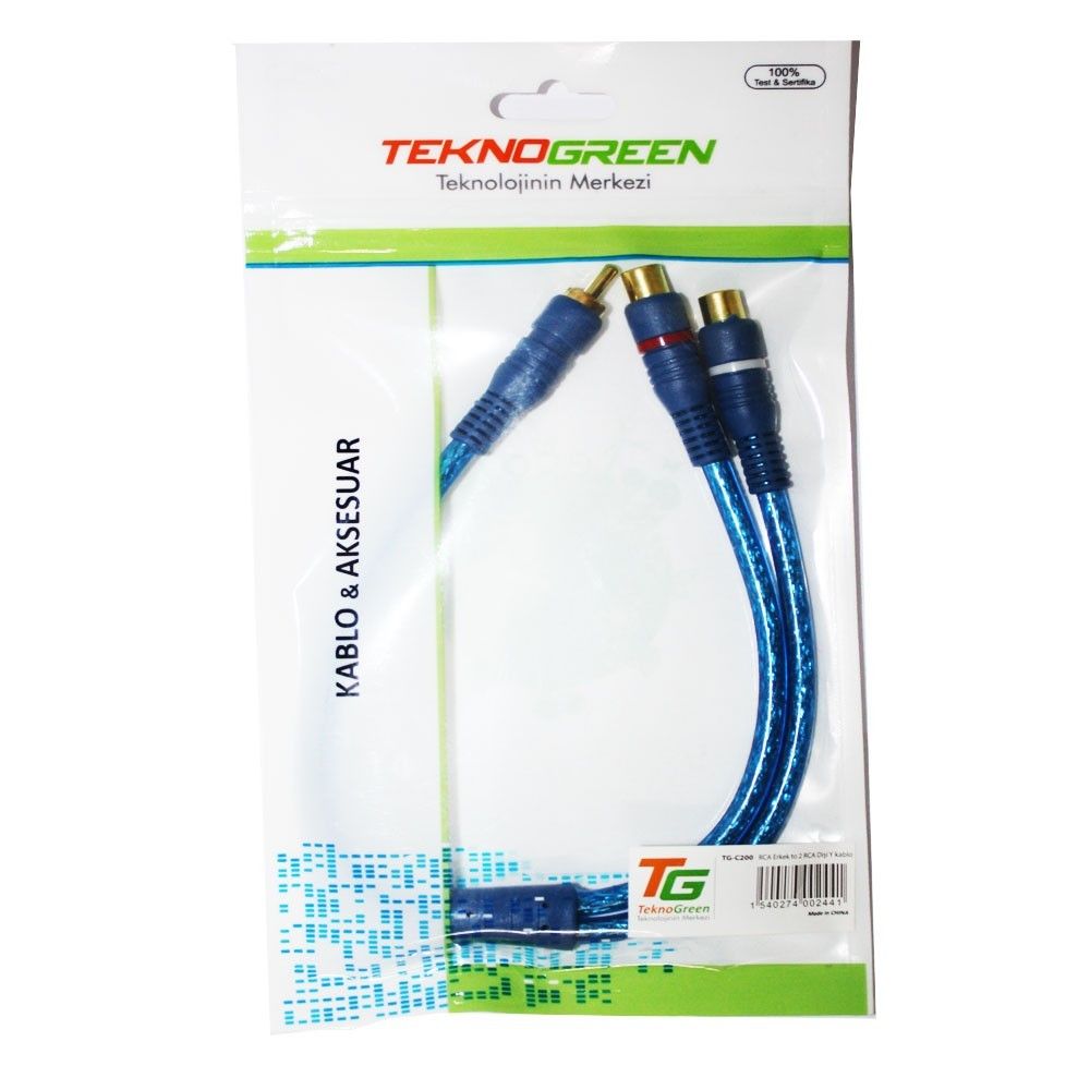 TeknoGreen TG-C200 1x Rca Erkek 2x Rca Dişi Y Kabl