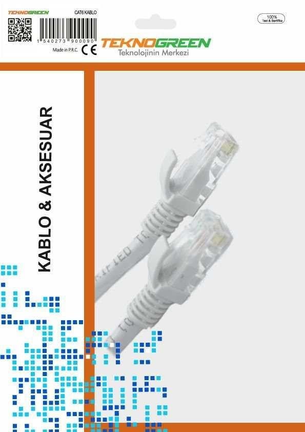 TeknoGreen TKC-006G 0.6m. Cat6 Kablo Gri