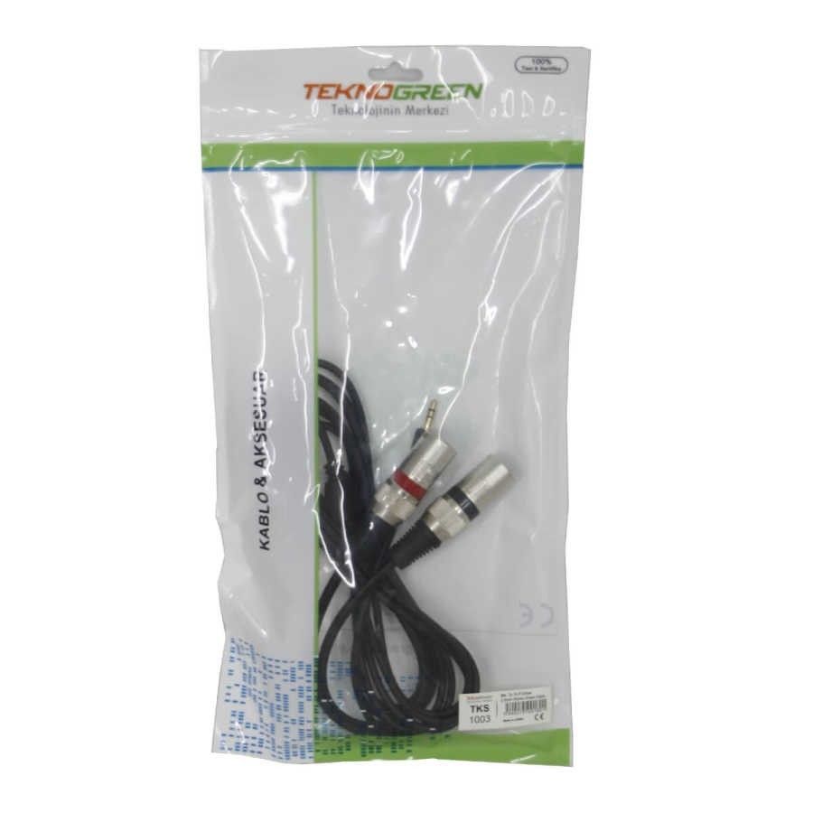 TeknoGreen TKS-1001 2xXLR 3.5 Stereo E-E Kablo 1m.