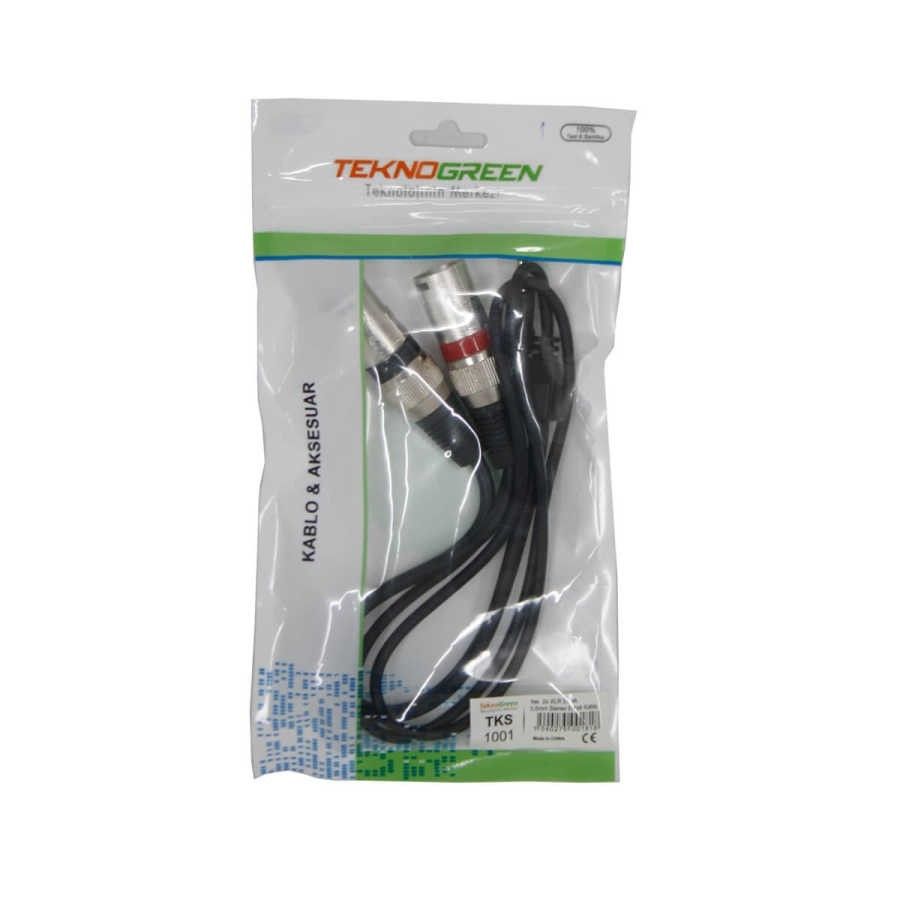 TeknoGreen TKS-1003 2xXLR 3.5 Stereo E-E Kablo 3m.