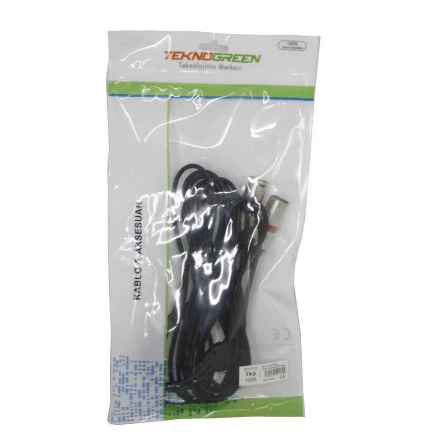 TeknoGreen TKS-1005 2xXLR 3.5 Stereo E-E Kablo 5m.