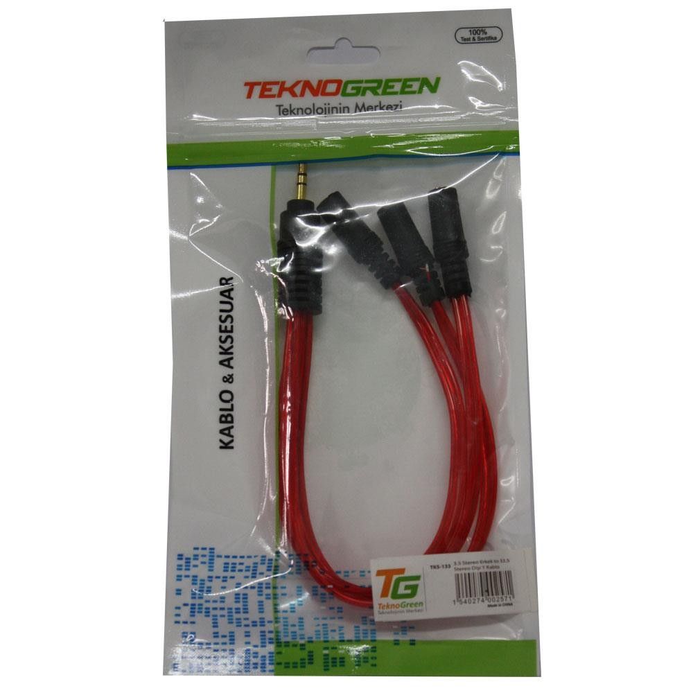 TeknoGreen TKS-133 3.5mm Stereo Erkek 3xDişi Kablo