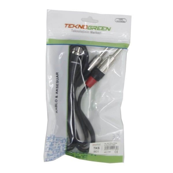 TeknoGreen TKS-901 2x6.3 Mono 2xRca E-E Kablo 1m.