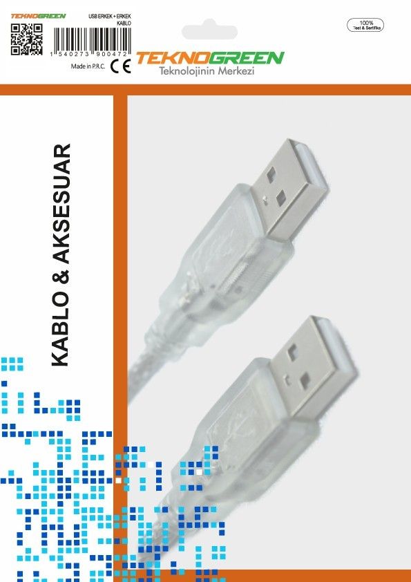 TeknoGreen TKU-1515 1.5m. Usb Erkek Erkek Kablo