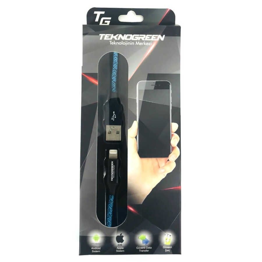 TeknoGreen TKU-C202 1m Usb iPhone5-6-7-8-X Kablo