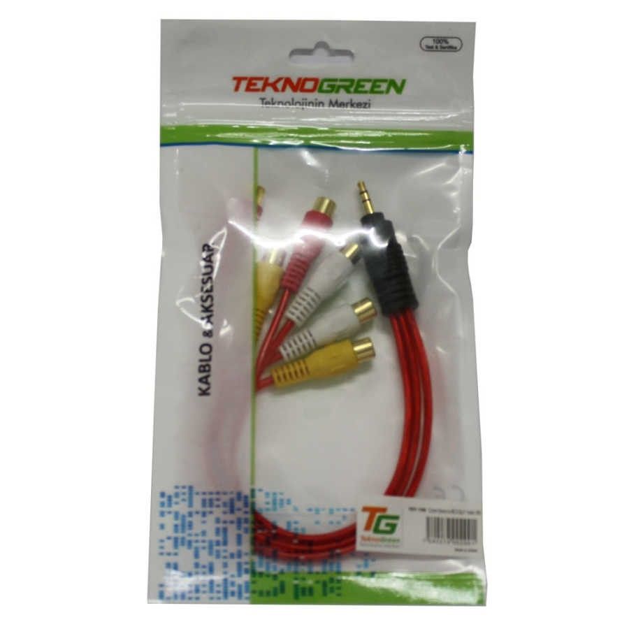 TeknoGreen TKY-108 3.5mm Stereo 6x Rca Dişi Kablo