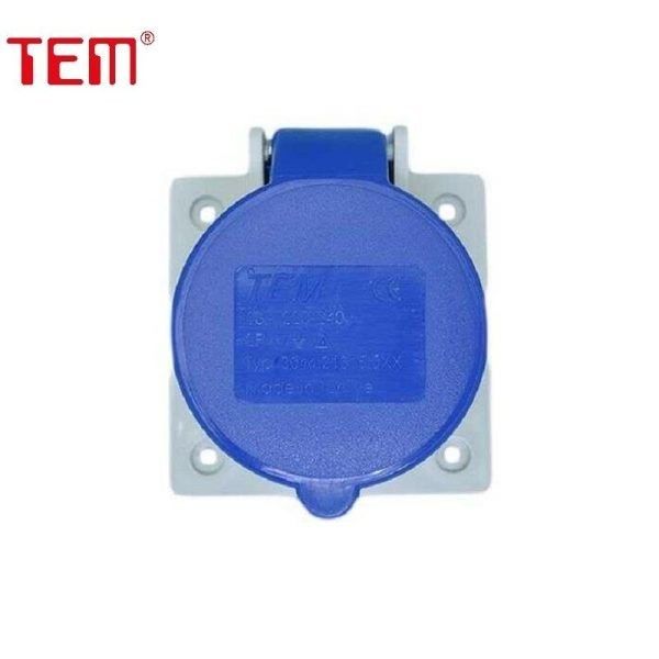 Tem Monofaze 16A Eğik Pano Prizi Kapaklı