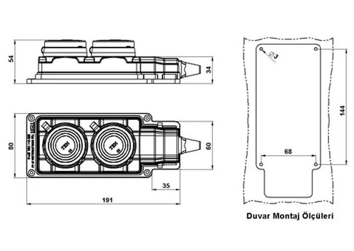 Tem Monofaze Kauçuk 2 li Grup Priz