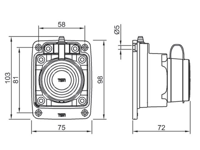 Tem Monofaze Kauçuk Duvar Prizi