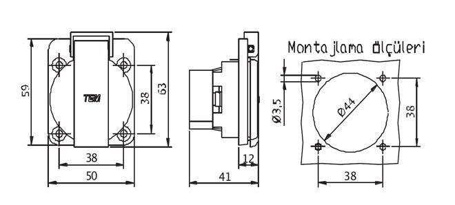 Tem Schuko Tip Çift Girişli Pano Prizi IP54