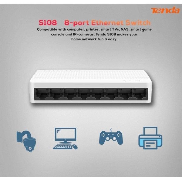 Tenda S108 8 Port 10/100 Mbps Plastik Kasa Switch