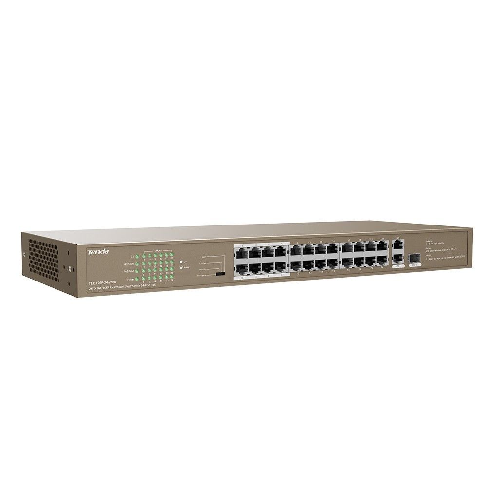 Tenda TEF1126P-24-250W 24 Port Poe 10/100 2GB 1SFP
