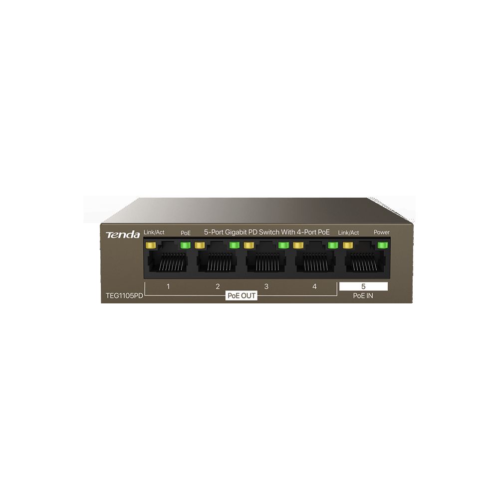 Tenda TEG1105PD 30W 4Port Poe 1GB Uplink Gigabit 