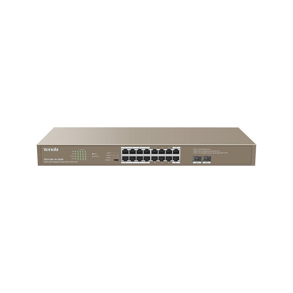 Tenda TEG1118P 250W 14 Port Gigabit PoE 2GB 2SFP
