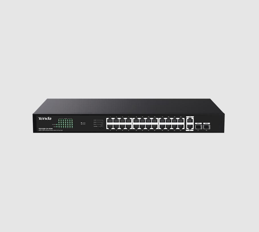 Tenda TEG1128P-24-410W 24 Port PoE 2GB Uplink 2SFP