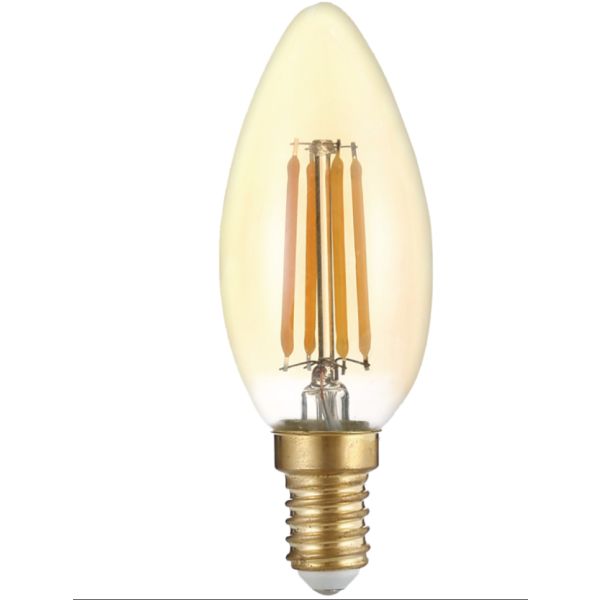 Uzlight Uzdec E14 4W Dekoratif Led Buji Ampul Gold