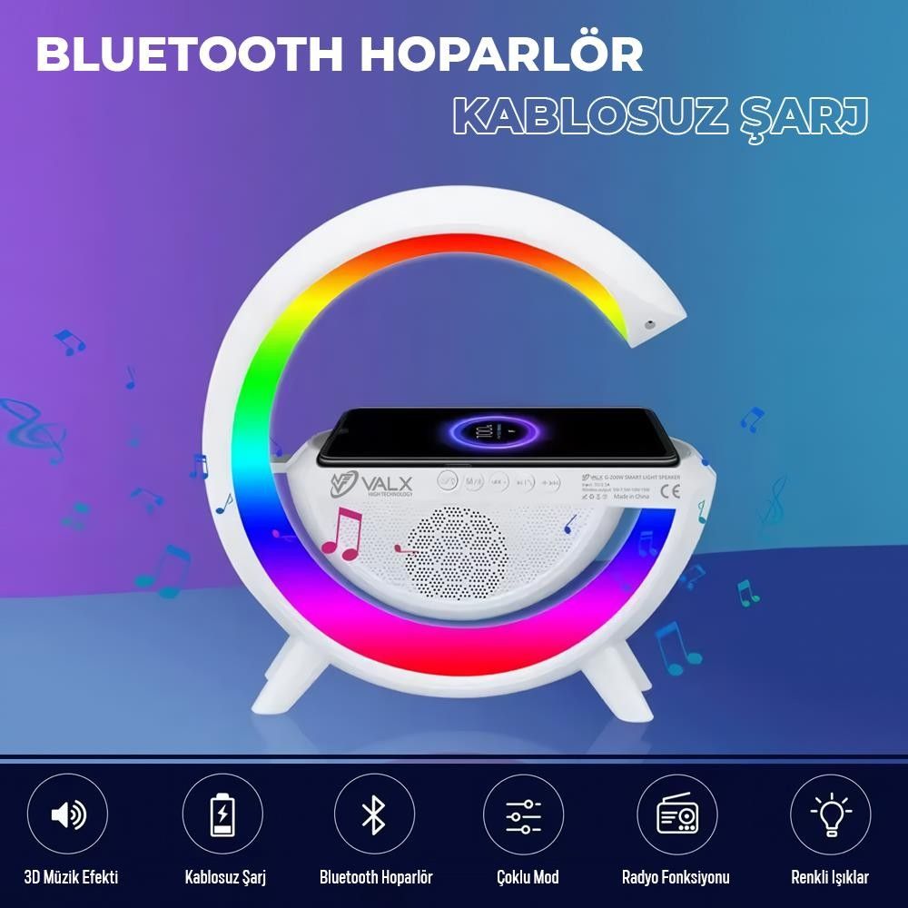 Valx G-200W Standlı RGB Kablosuz Hoparlör Beyaz