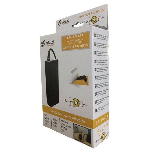 Valx LA-19311 19V 2.37A 45W 3.0x1.1 Notebook Adapt