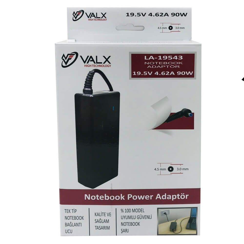 Valx LA-19543 19.5V 4.62A 90W 4.5x3.0 Laptop Adap.