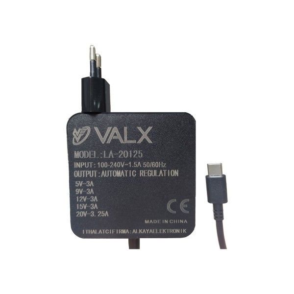 Valx LA-20125 5V/9V/12V/15V/20V 3A Type-C Note Adp