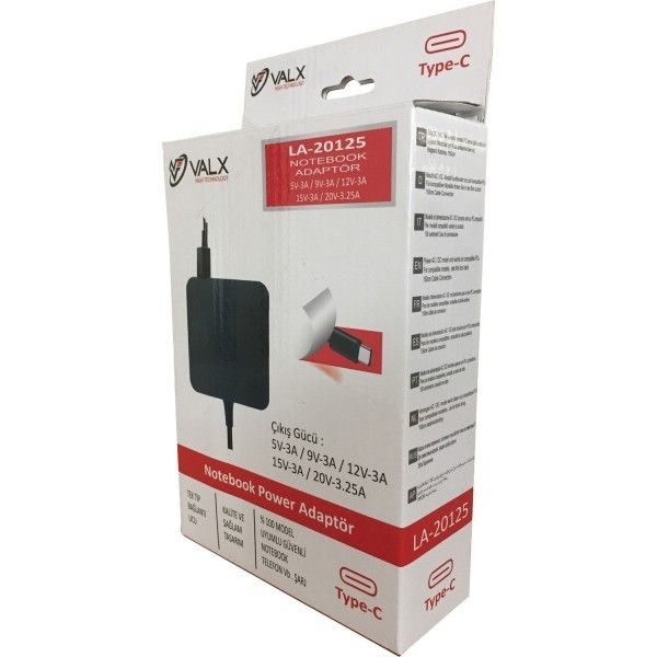 Valx LA-20125 5V/9V/12V/15V/20V 3A Type-C Note Adp