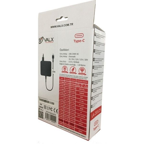 Valx LA-20125 5V/9V/12V/15V/20V 3A Type-C Note Adp
