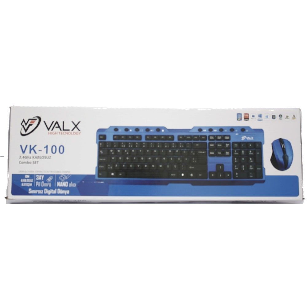 Valx VK-100 Kablosuz Multimedia Klavye Mouse Set