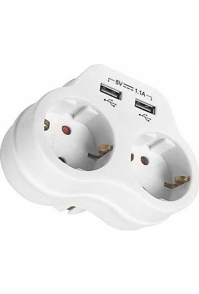 Viko 2 li ÇK Topraklı + 2x 2.1A Usb Fiş-Priz