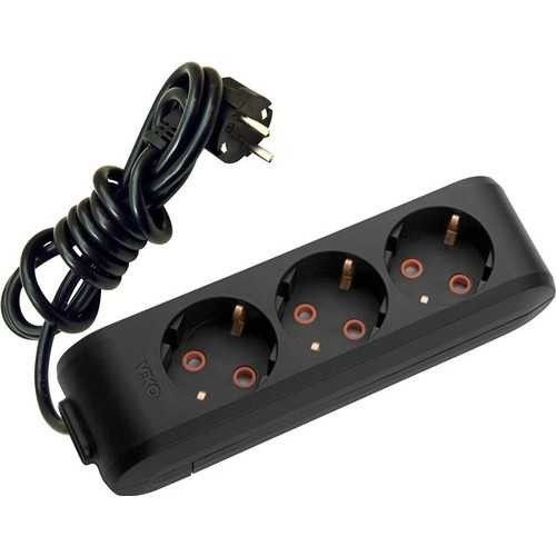 Viko Multilet Üçlü 5m ÇK Topr.Klem.Grup Priz Siyah