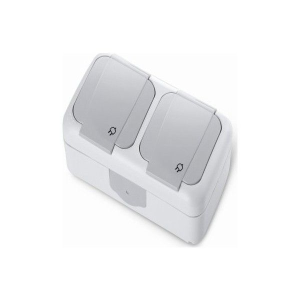 Viko Palmiye Beyaz İkili Top. Priz Yatay