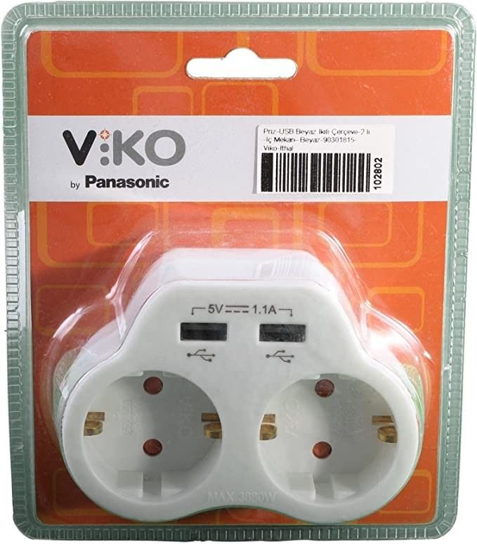 Viko Topraklı ve USB Çıkışlı Fiş-Priz 1A VK