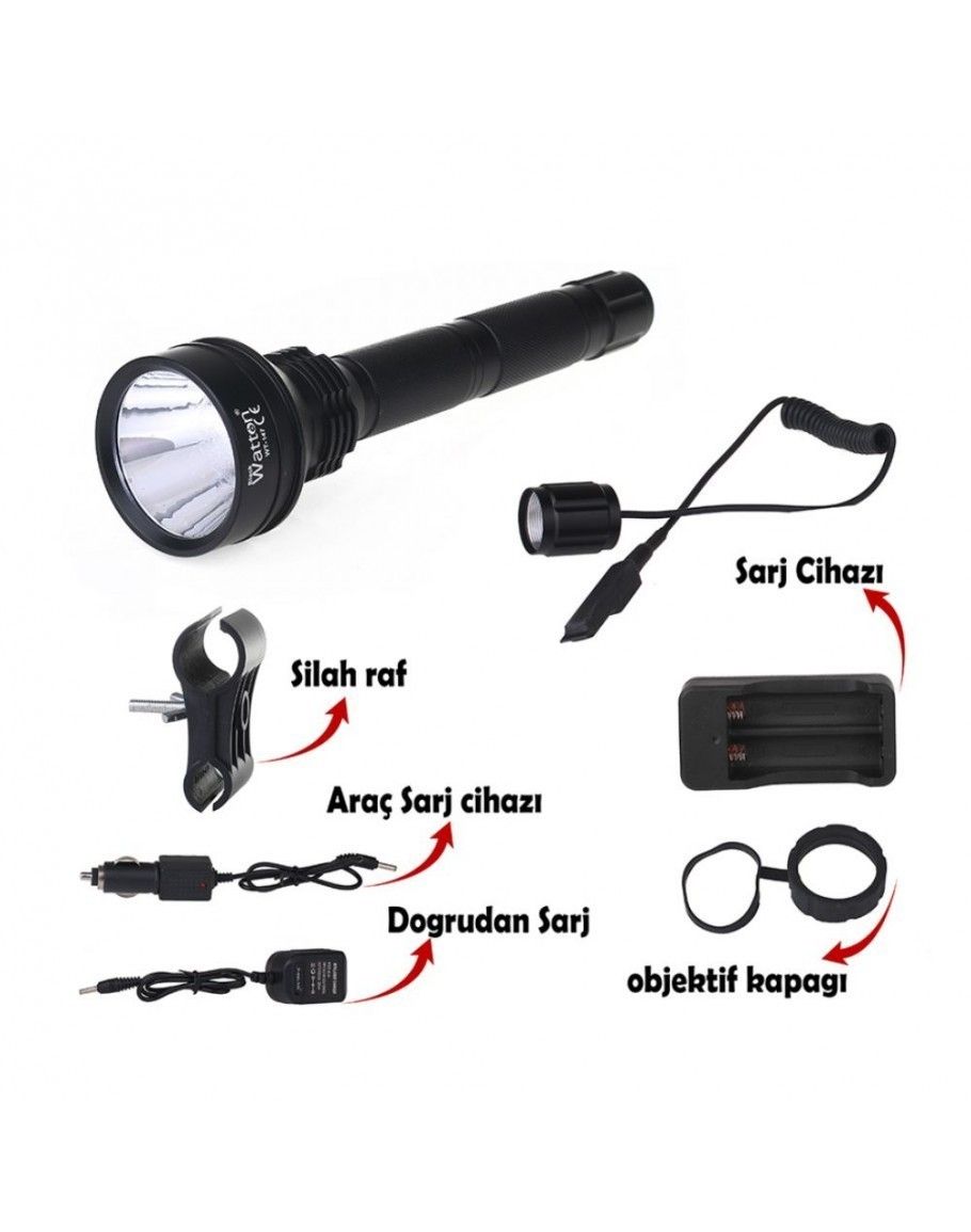 Watton WT-147 Şarjlı T6 Cree Led El Feneri