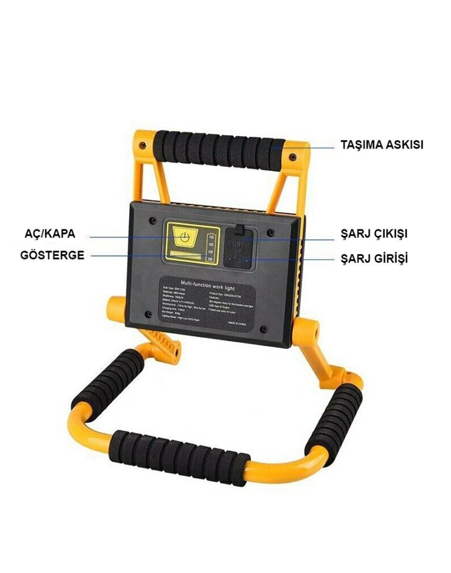 Watton WT-328 20W Şarjlı Seyyar Led Projektör