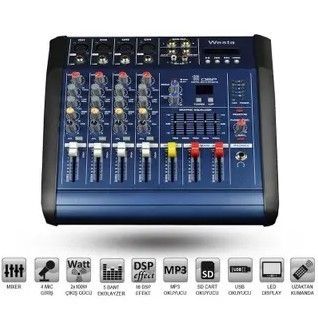 Westa  DP-416 6 Kanal Power Mikser 2x150 Watt Usb