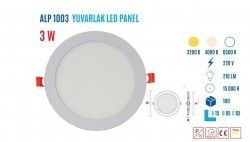 YCL ALP-1003B 3W Sıvaaltı Yuvarlak Beyaz Led Panel