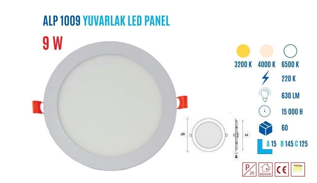 YCL ALP-1009G 9W Sıvaaltı Yuvarlak Günış Led Panel