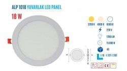 YCL ALP-1018B 18W Sıvaaltı Yuvarlak Beyaz Led Pane