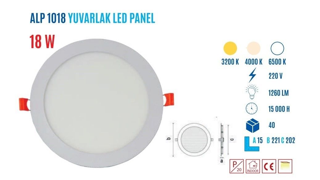 YCL ALP-1018G 18W Sıvaaltı Yuvarlak Günışığı Led P