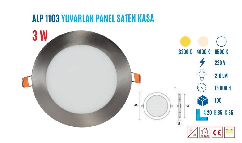 YCL ALP-1103G 3W Sıvaaltı Yuvarlak Günış Saten Pan