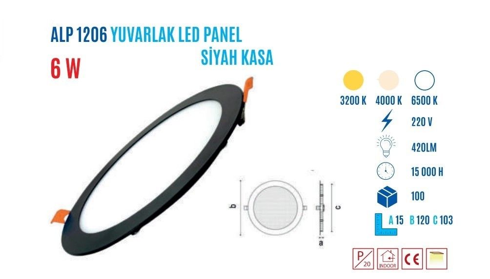 YCL ALP-1206G 6W S.Altı Yuvarlak Led Panel G.Işıgı