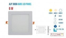 YCL ALP-3006G 6W Sıvaaltı Kare Gunışığı Led Panel