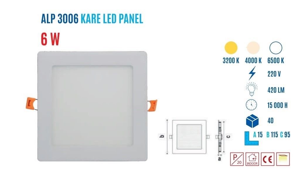 YCL ALP-3006G 6W Sıvaaltı Kare Gunışığı Led Panel