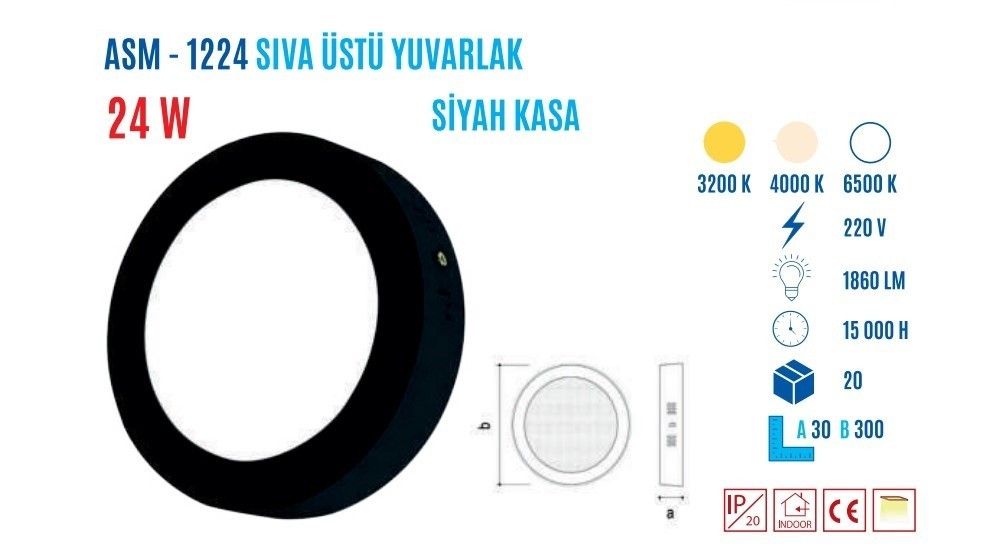 YCL ASM-1224G 24W S.üstü Yuvarlak Led Panel Günışı