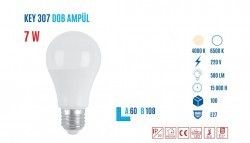 YCL KEY-307 S E27 A60 7W Led Ampul Sarı