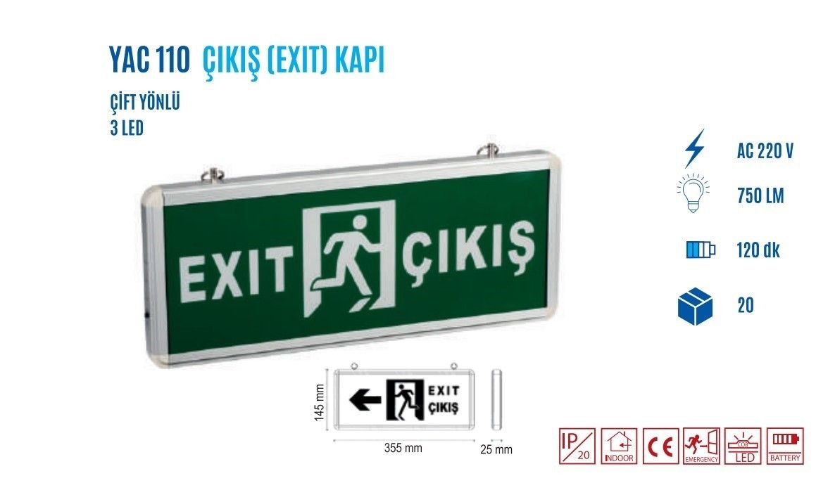 YCL YAC-110 Exit Çıkış Yönlendirme Tabelası